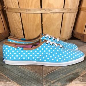 Keds Champion Blue White Polka Dot Canvas Sneakers Shoes Womens Size 8